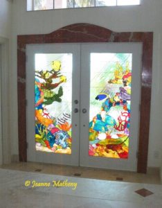 Underwater Reef Stained Glass Double Doors