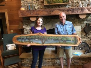 A Happy Client - "Toccoa River Memories" Acrylic on 5 ft Cherry-Commission