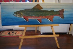 Brook Trout-5-ft.-on pine beadboard-Commission