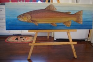 Brown Trout-5-ft.-on pine beadboard-Commission