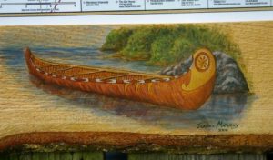 Bark Canoe on Live Edge Wood Frame (Sold)