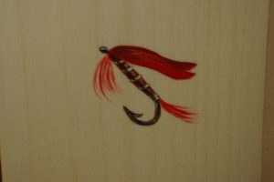 Fishing Fly on Live Edge Wood Frame (Sold)