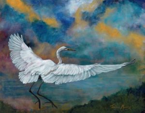 Flight of the Egret I- 16 X 20 Oil (Original & Prints available, Contact artist)