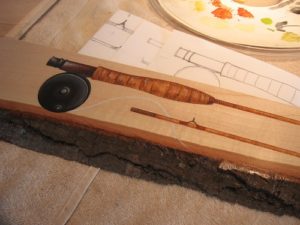 Fly Rod in progress on Live Edge Frame (Sold)