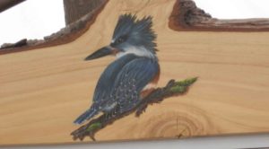 KingFisher- on Live Edge Wood Frame (Sold)