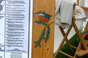 Nuthatch on Hemlock Branch on pine frame (Sold)