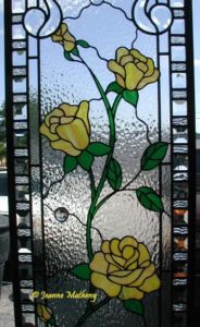 Yellow Rose Stained Glass Panel-Close Up