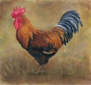 Welsummer-Rooster- 12 X 13 Oil (Prints available, Contact artist)